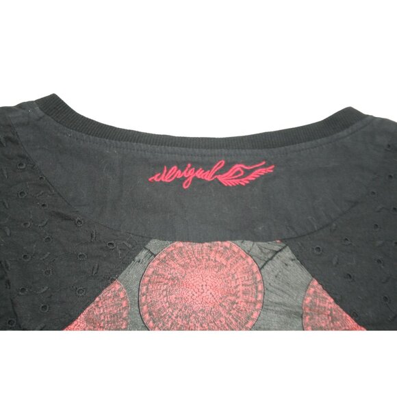 Desigual Abstract Print Patchwork Dress Ruffle Medium Boho Dark Artsy Streetwear - Picture 4 of 13